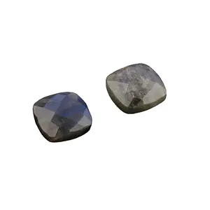 12mm High Quality Natural Blue Flashy Labradorite Faceted Cut Cushion Shape Briolette Gemstone For Making Jewelry Supplier
