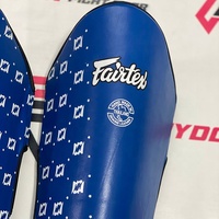 Protège-tibias Fairtex sur mesure entièrement imprimés, nouveau modèle bleu, protection professionnelle en cuir pour Muay Thai, Kickboxing et MMA