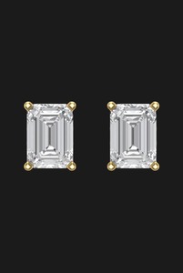 <b>Emerald</b> Cut Moissanite <b>Stud</b> Earrings Minimalist Luxury Solitaire Earrings Unisex Classic Jewelry - Product Image 4