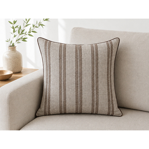 Luxury 100% <b>Linen</b> Woven Striped Cushion Cover | <b>Yarn</b> Dyed Decorative Pillowcase for Home, Sofa, Bedroom & Hotel Decor - Product Image 1