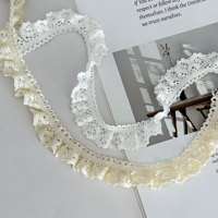 Ruban de dentelle crochetée blanc ivoire à volants floraux pour la couture de vêtements, la décoration textile de la maison et les loisirs créatifs