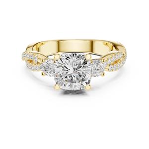 Bague de fiançailles en or jaune avec diamant de laboratoire taille cœur et sangle fendue pour femme, bague de promesse de mariage - Product Image 5