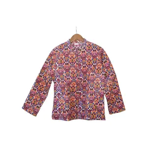 Jaipuri-Chaqueta de tela kanta de algodón Vintage, Reversible, hecha a mano, chaquetas acolchadas, chalecos largos, QJXXL012