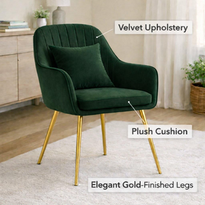 Luxury Velvet Rocking Chair with Metal Legs and Decorative Pillow for Modern Bedroom and Hotel Use - Product Image 5