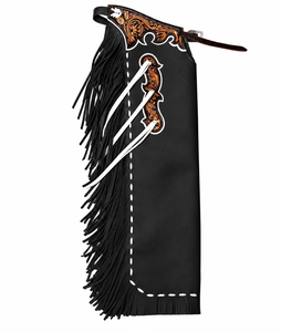Chaps de Cuero Turquesa con Grabado Floral, Ajustables, para Equitación Western, Competición, Deportes Ecuestres, Estilo Vaquero, para Exhibición - Product Image 5