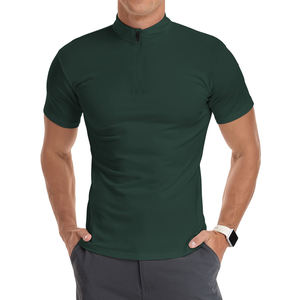 Wholesale Custom Solid Colors Quarter Zipper T-<b>Shirt</b> Short Sleeve <b>Zip</b> <b>up</b> Lightweight Casual <b>Shirts</b> Quarter <b>Zip</b> T-<b>shirt</b> For <b>Men</b> - Product Image 4