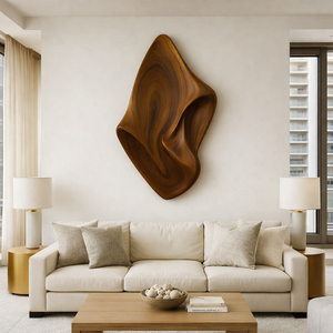 Sculpture d'art en bois sur mesure OEM, sculpture murale artisanale, décoration murale en bois sculpté à la main, sculpture murale en relief sculptée à la main - Product Image 3