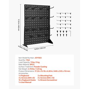 Espositore da Tavolo con Pannello Forato 17 X 13 Pollici, 15 Ganci, Pannello in Acciaio Laminato a Freddo Rinforzato, Categoria Prodotti: Espositori - Product Image 3