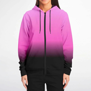 Nouveau design – Sweat-shirt à capuche zippé pour homme, dégradé rose à noir, coupe décontractée, manches classiques, en polyester tricoté, idéal pour l'automne - Product Image 3