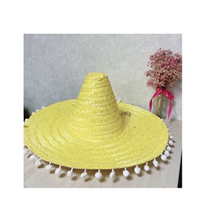 Large Mexican Sombreros for Party Adult- Bulk Handwoven Straw Sombrero <b>Hats</b> With Decorative <b>Pompoms</b> for Party Events Casual - Product Image 5