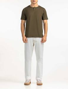Camiseta Duradera, Cómoda, de Corte Ajustado para Hombre, Clásica, Color Oliva, Manga Corta, Estilo Henley, para Uso Diario, Venta al Por Mayor - Product Image 6