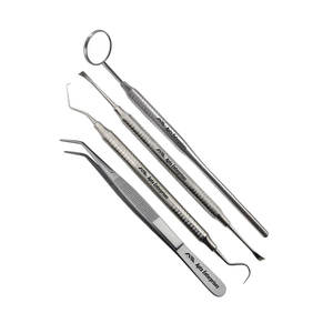 Kit d'examen dentaire avec sonde exploratrice et miroir buccal avec manche ergonomique en acier inoxydable, professionnel pour les dentistes cliniques - Product Image 4