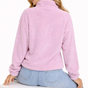 Chaqueta de lona con forro polar Sherpa para mujer, tendencia 2026, personalizada, con cremallera completa, cuello con capucha, transpirable, ecológica, de secado rápido, OEM - Product Image 2