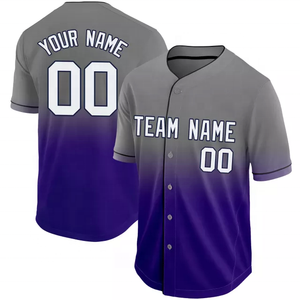 Maillot de baseball bleu roi pour homme, manches courtes, boutons sur le devant, tissu polyester respirant et anti-humidité, vêtements de sport - Product Image 2