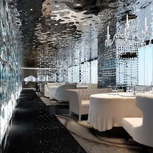 Painel de Teto 3D Decorativo Moderno e Popular para Interiores de Casa, Folha de Aço Inoxidável com Efeito de Ondas de Água - Product Image 5