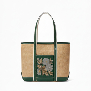 Sac fourre-tout unisexe Royaa de style américain, multi-poches, avec logo vintage brodé, résistant à l'eau, en jute tannée végétale, 15,75 pouces - Product Image 1