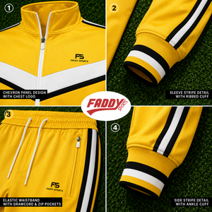 Ensemble de survêtement tendance 2026 pour homme, jaune rayé, 2 pièces, coupe ajustée, avec fermeture éclair, pour le jogging, la gym et l'entraînement sportif - Product Image 6