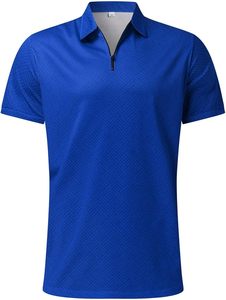 Ensemble polo et short pour homme, bleu uni, tricoté, manches courtes, séchage rapide, décontracté, pour l'été - Product Image 2