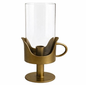 Luxury Gold Metal & Glass Candle Holder Stand Modern Decorative <b>Table</b> Candle Stand Events & Weddings - Product Image 1