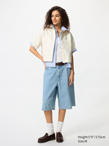 Débardeurs en denim pour femmes, coupe ample, manches courtes, tissu en denim de coton léger et rigide, élégant et respirant - Product Image 1