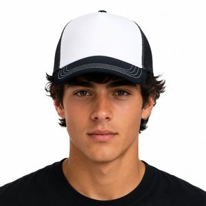 Gorra Trucker Unisex de 6 Paneles con Malla y Diseño de Color en Contraste, Ajustable con Cierre a Presión, para Uso Casual en las Cuatro Estaciones - Product Image 3