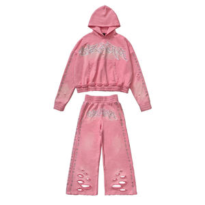 Conjunto Deportivo 07EVEN Verde Oliva, Sudadera con Capucha y Pantalones con Estampado de Letras, Ropa Casual para Adultos, Manga Larga, Corte Holgado - Product Image 4