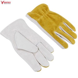 Gants de travail en cuir de vachette à double paume certifiés CE, résistants à la chaleur et aux coupures, pour la soudure et les travaux de construction - Product Image 3