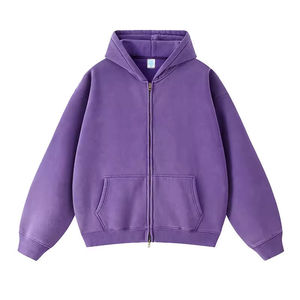 Solid Colour Oversized Cotton Full Zip Men Hoodie Factory Manufactured Hooded French Terry Sweatshirt Casual Style Winter Wear - Product Image 5