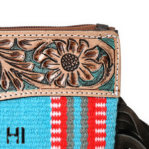 Bolso de Mano Estilo Vaquero Occidental de Lana con Correa para la Muñeca en Cuero Repujado - Product Image 6