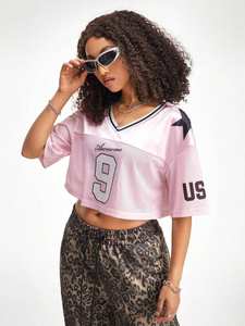 Camiseta de Fútbol Corta de Malla Rosa con Número 9 para Mujer, Ropa Urbana, Fabricante Mayorista de Marca Privada OEM - Product Image 2