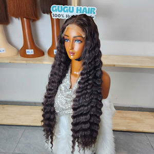 Cabello Vietnamita Real con 200% de Densidad para Peluca con Frente de Encaje, Cierre de Ondas Profundas, Cabello Virgen Largo, Color Marrón - Product Image 4