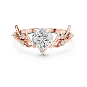 Luxury Trendy IGI Certified Rose Gold Plated Round Cut Lab Grown Diamond Leaf <b>Branch</b> Engagement Ring Fine Jewelry for Women - Product Image 1