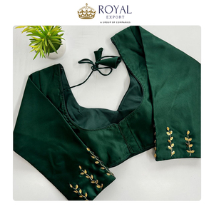 Nueva Colección de Diseñador de Ropa Tradicional India, Blusa Kimora de Seda con Bordado Dorado a Mano, Blusa con Cuello en V para Fiestas - Product Image 4