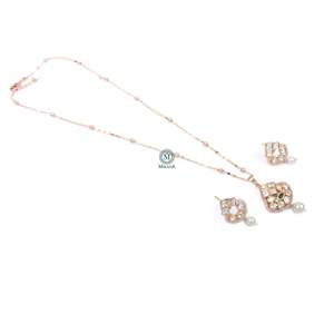Tanvi Pearl Polki Designer Pendant Set-Gold Plated Zinc Alloy Ruby Earring Set for Festivals - Product Image 3