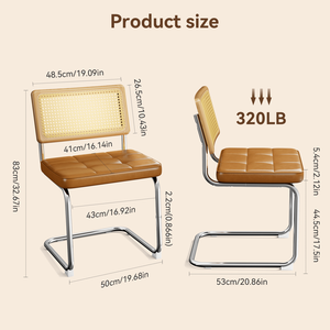 Set di 4 Sedie da Pranzo Moderne Stile Mid-Century Breu in Rattan Naturale con Schienale in Legno Massello per Cucina, Soggiorno e Sala da Pranzo - Product Image 2