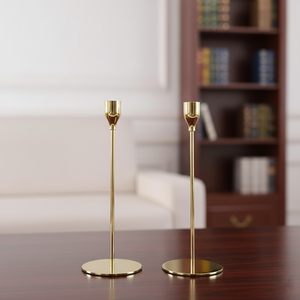 Porte-bougie en métal doré de style nordique moderne, support décoratif pour bougie de table de mariage, pour la décoration de la maison - Product Image 5