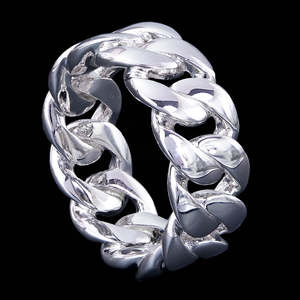 Anillo de Eslabones de Plata de Ley 925 Liso, Estilo Hip Hop, para Hombre, Venta al por Mayor de Joyería de Moda Directo de Fábrica - Product Image 1