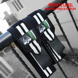 Muñequeras con Logotipo Personalizado de Marca Privada, Precio de Fábrica, Negras con Dos Franjas Blancas, Ajuste Seguro para Levantamiento de Pesas y Fitness - Product Image 3