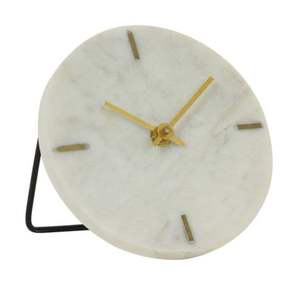 Premium Luxury Marble <b>Desk</b> Clock with Brass Detail Modern Geometric Design for Home Office Elegant Gift Decor clock - Product Image 1