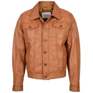 แจ็คเก็ตหนังสไตล์ทรัคเกอร์ ทนทาน พร้อมซับในที่ใส่สบาย เหมาะสำหรับอากาศเย็น แจ็คเก็ตฤดูหนาวสไตล์ทรัคเกอร์ - Product Image 1