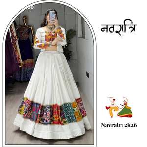 Festival Wear New Elegance Dressing Trend Rayon Cotton with Prints &Embroidery Patch Work Navratri <b>Lehenga</b>-<b>Top</b> Set Woman Fashion - Product Image 3