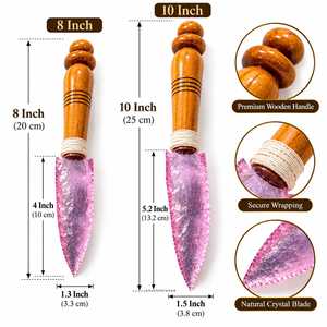 Couteau décoratif en cristal de kunzite rose en gros avec manche en bois fait main pour l'altière spirituelle - Product Image 5