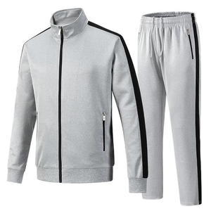 Conjunto de 2 piezas para hombre: Sudadera con media cremallera y cuello alto, pantalones deportivos de pierna ancha, chándal informal, ropa deportiva holgada para calle y atletismo. - Product Image 1