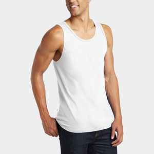 <b>Men's</b> <b>White</b> Sleeveless Tank Top O-Neck Knitted Casual <b>Vest</b> 100% Cotton Solid Color Plain Dyed Style - Product Image 3