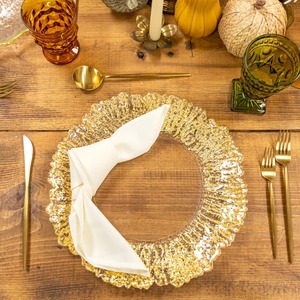 Assiette de présentation blanche de luxe avec bordure artistique dorée, idéale pour table à manger et base décorative de service, provenant d'Inde - Product Image 4