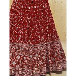 Precioso Lentejuelas Rojas Georgette Lehenga Choli Con Dupatta - Product Image 2