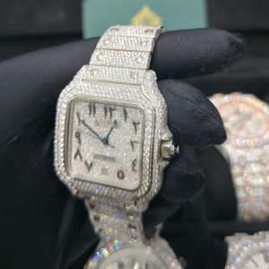 Montre de luxe personnalisable avec chiffres arabes ETA, cadran analogique, date automatique, boîtier carré, diamants Moissanite, style Hip Hop, de marque - Product Image 2