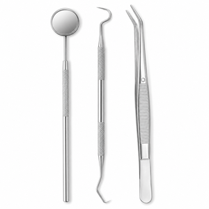 Kit de Exploración Dental Manual de Acero Inoxidable de 3 Piezas, Espejo, Sonda, Pinzas, Reutilizables, Autoclavables, con Agarre Ergonómico para Dentistas - Product Image 5