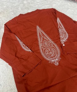 Red Roman Silk <b>Embroidered</b> Women Traditional Wear India Pakistan Style Floral Pattern Spring Summer Casual Daily Use Breathable - Product Image 4