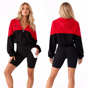 Conjunto Deportivo de 2 Piezas Personalizado para Mujer: Sudadera con Media Cremallera y Pantalones Cortos de Ciclismo, Ropa Deportiva Casual para Gimnasio, Conjunto a Juego para Verano - Product Image 2